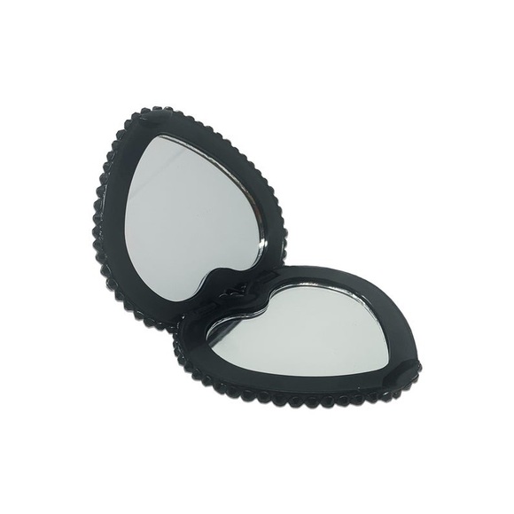 Black Heart Egyptian Rhinestone Compact Mirror - Picture 2 of 3